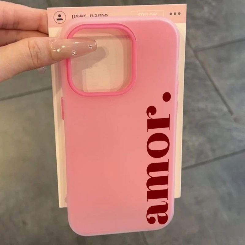Red Amor. Letter Print Personalized Phone Case For Samsung Galaxy S26 S25 S24 S22 S21 Ultra Plus A54 A37 A56 Cover Jelly Bumper view 6