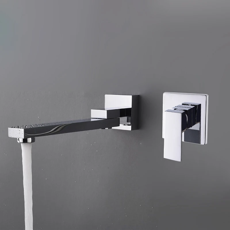 BAKALA Wash Basin Bathroom Faucet Hot And Cold Water Wall Mount Mixer Sink Tap Swivel Spout Bath With Modern Single Lever Handle