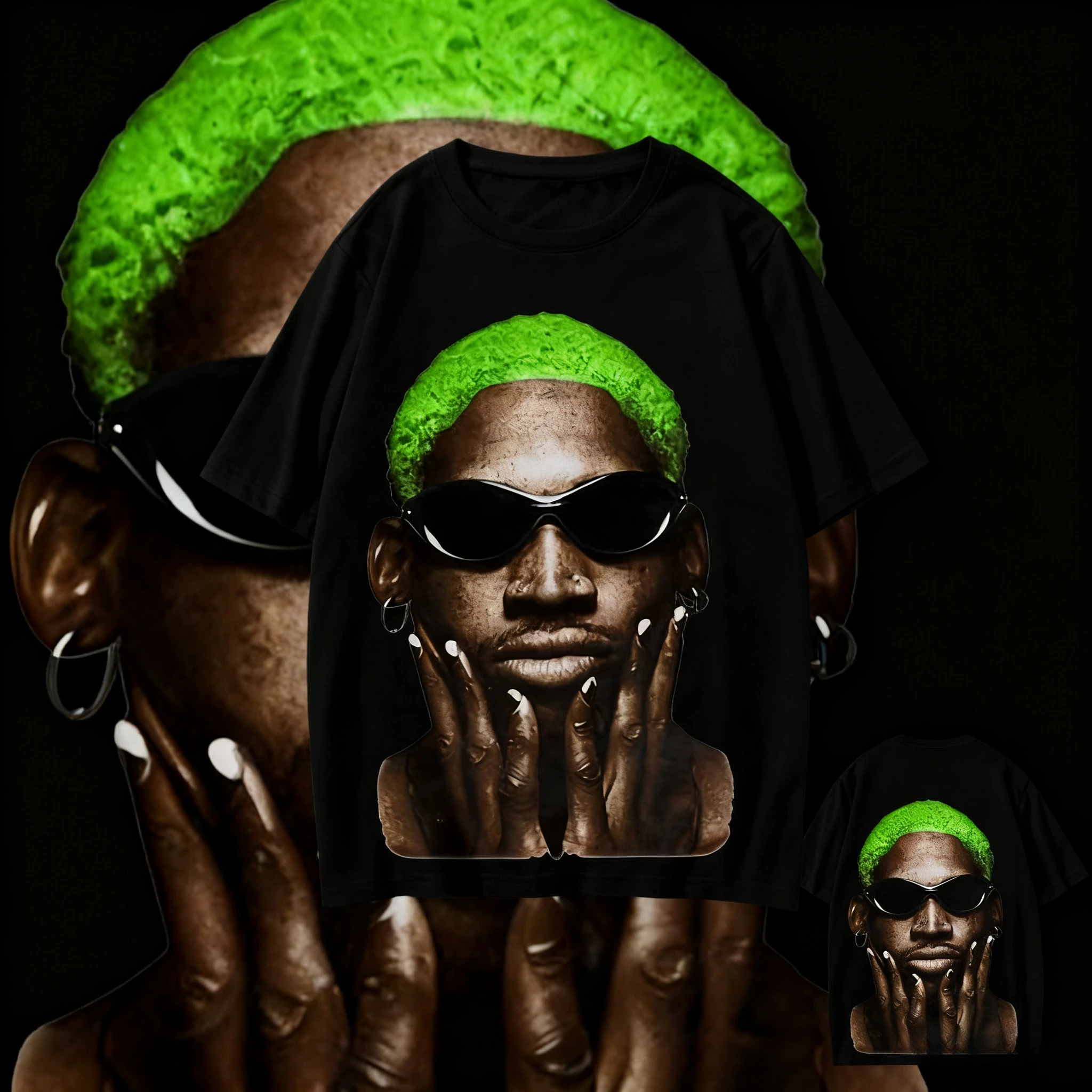 2025 الصيف الرجال الترفيه كرة السلة تي شيرت ، المتضخم القطن الخالص تي شيرت مطبوع الهيب هوب نمط الشرير موضة علة دينيس رودمان