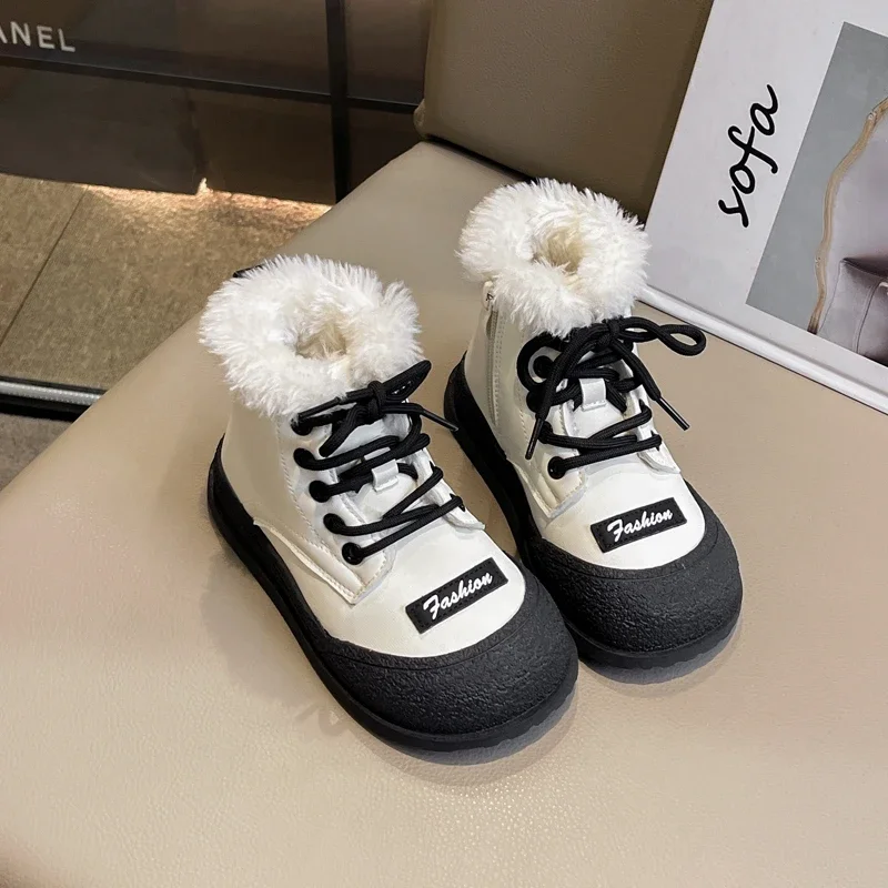 Scarpe per bambini Stivali per ragazza Outdoor Soffici stivali da neve alla moda per bambini Stivali invernali termici per bambini Stivali causali in cotone Fondo morbido