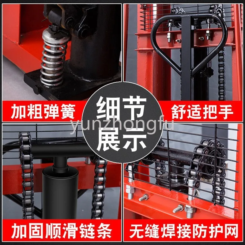 1 Ton 2 Ton Lifting Loader Manual Hydraulic Stacker Forklift Hand Push Manual Stacker Stacker