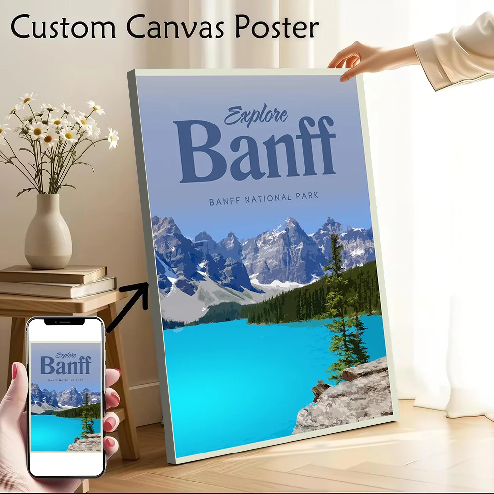 Visit Banff Canvas Poster Wall Art Customizable High Quality Printed Picture for Home and Decoration Decorative Paintings Frames