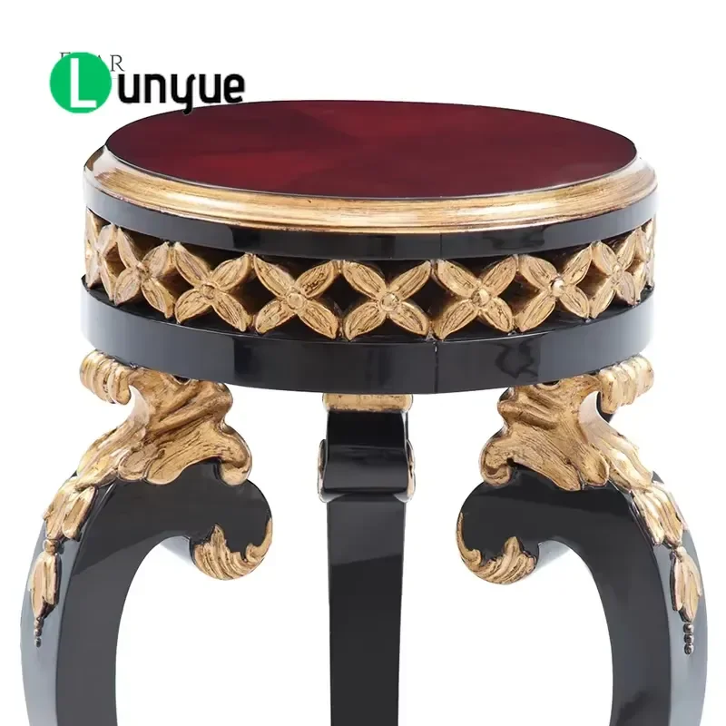 Luxury Neoclassical Solid Wood Flower Stand Antique Telephone Table Side Table for Living Room Villa Decoration Furniture