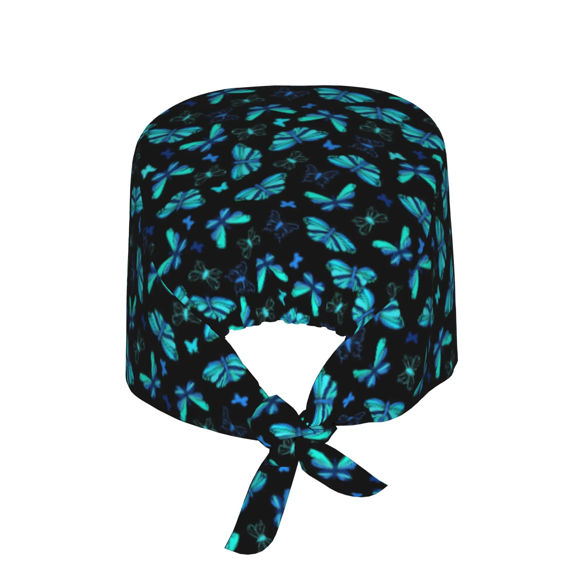 Adjustable Funny Colourful Butterfly Printed  Working Hat Women Men  Surgical Hat Scrub Nursing Doctor Surgeon Cap for Chef