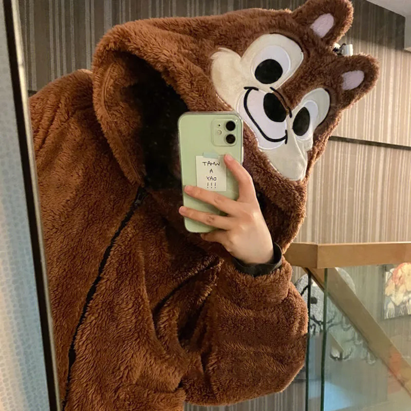 Disney Chip \'n\' Dale Onesie Animal Halloween Costume Plush Anime Cosplay Suit For Women men Flannel Pajamas Set Hooded Jumpsuits