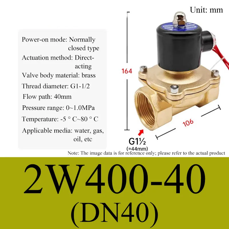 Elektrische magneetklep 1/4" 3/8" 1/2" 3/4" 1" DN8/10/15/20/25/50 Normaal Gesloten Pneumatisch voor Water Olie Lucht 12V 24V 110V 220V