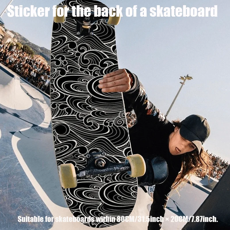 

1 flat "Simple Retro Pattern" retro skateboard sticker is suitable for double warped scooters, portable folding city bicycles