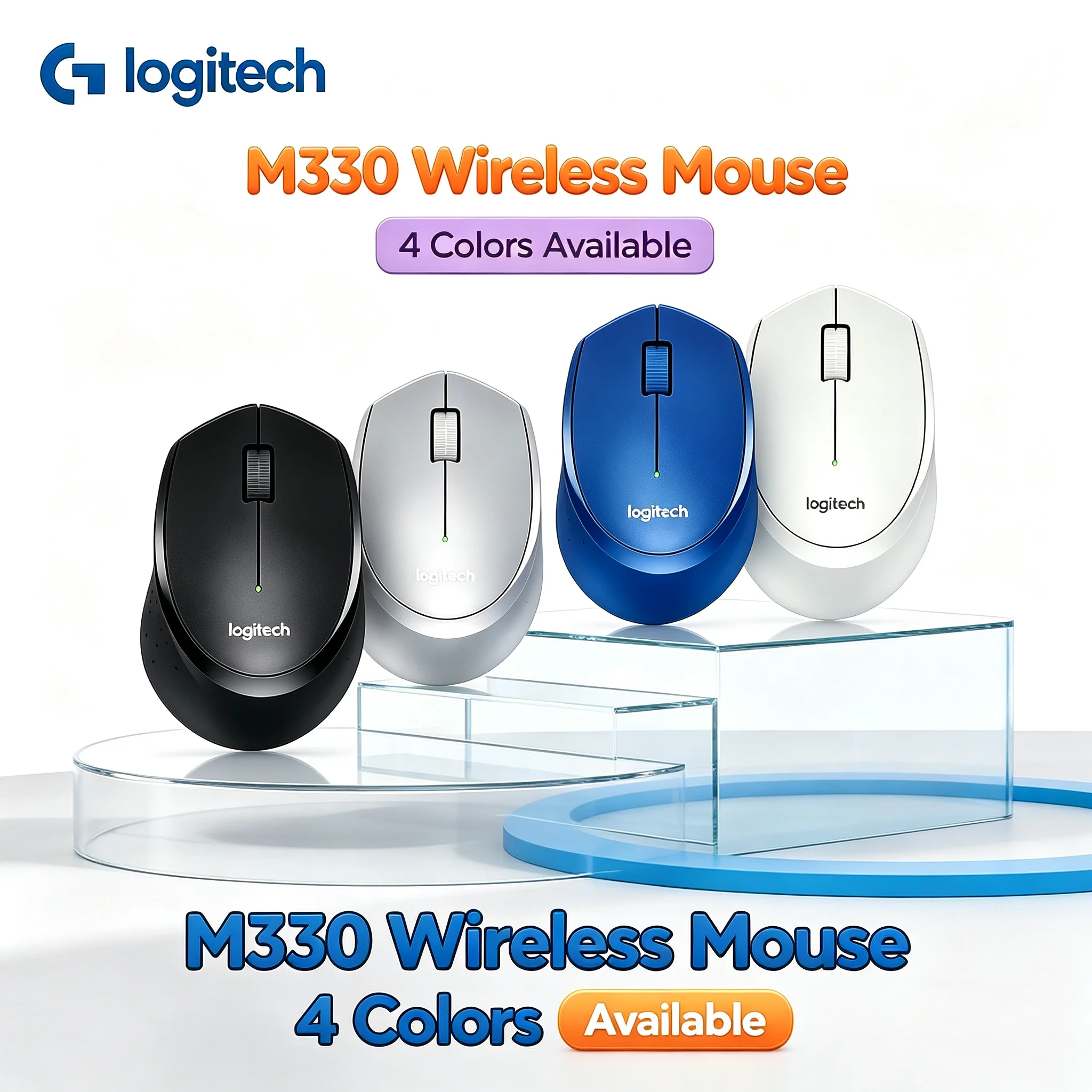 Logitech M330 Wireless Silent Mouse, Ideal for Office Library, Noiseless Click Ergonomic 2.4G Mice