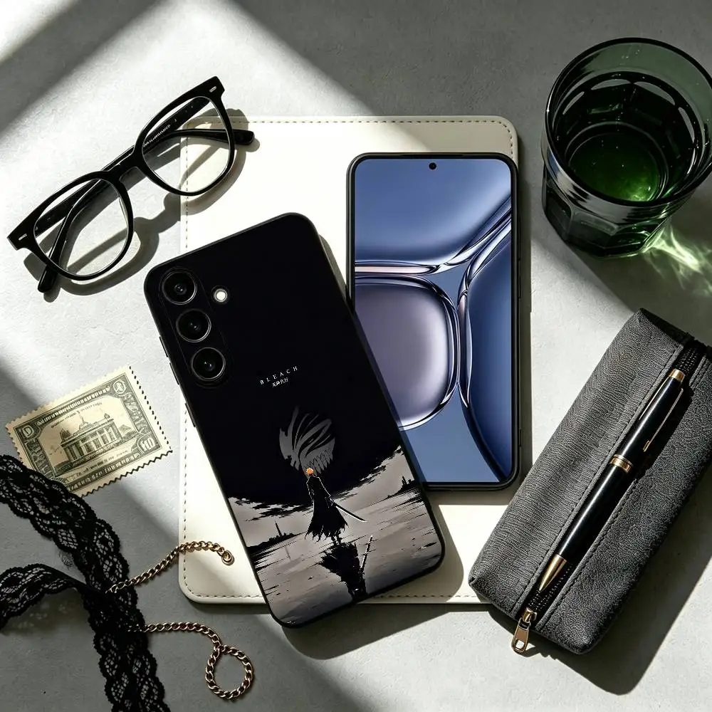Hot Blooded Anime Ichigo Bleach Phone Case For Samsung Galaxy A73,A72,A71,A70,A53,A52,A51,Soft Silicone Black Cover