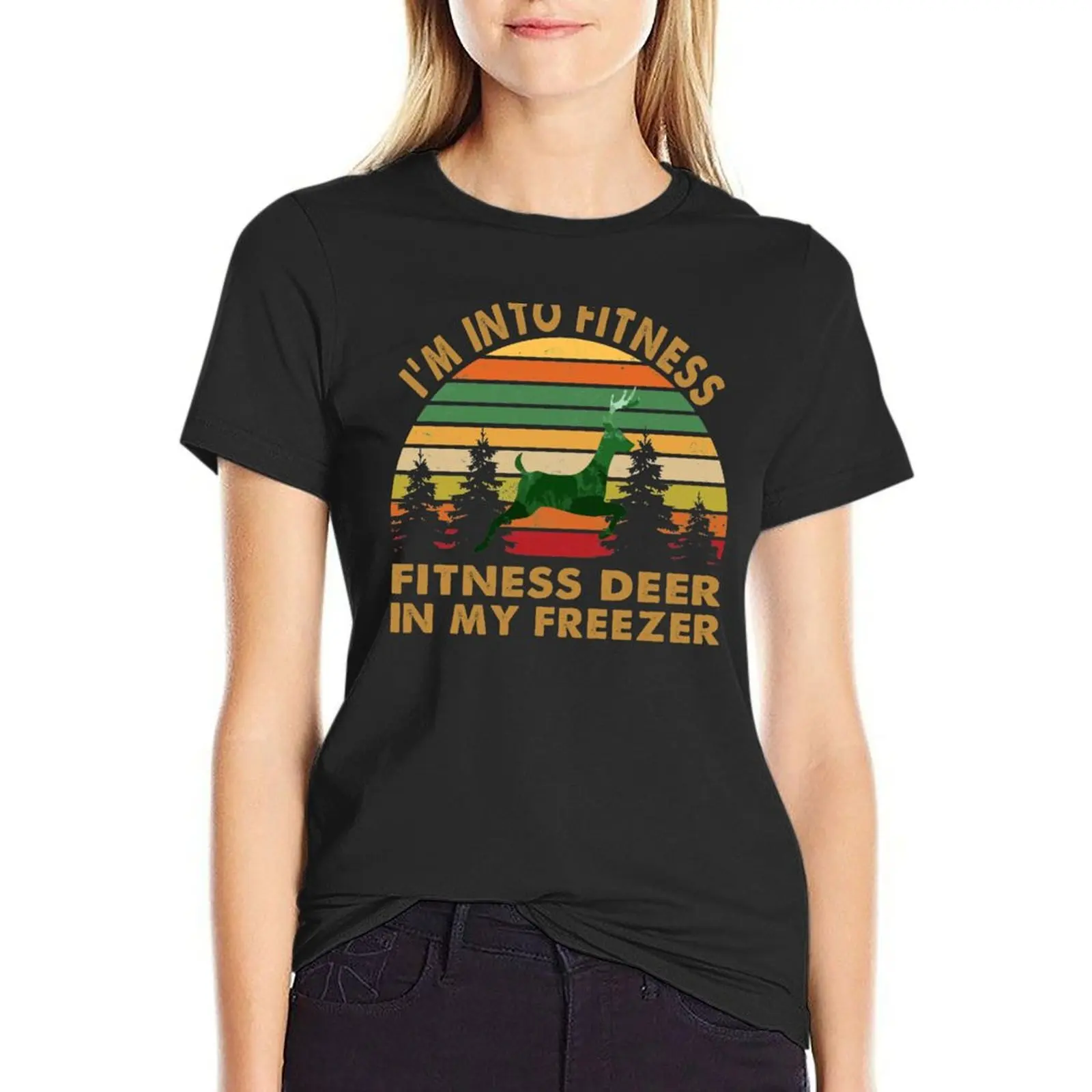 I'm Into Fitness Fit'ness Deer In My Freezer Funny Hunting T-Shirt shirts graphic tees heavyweights t-shirt dress for Women sexy