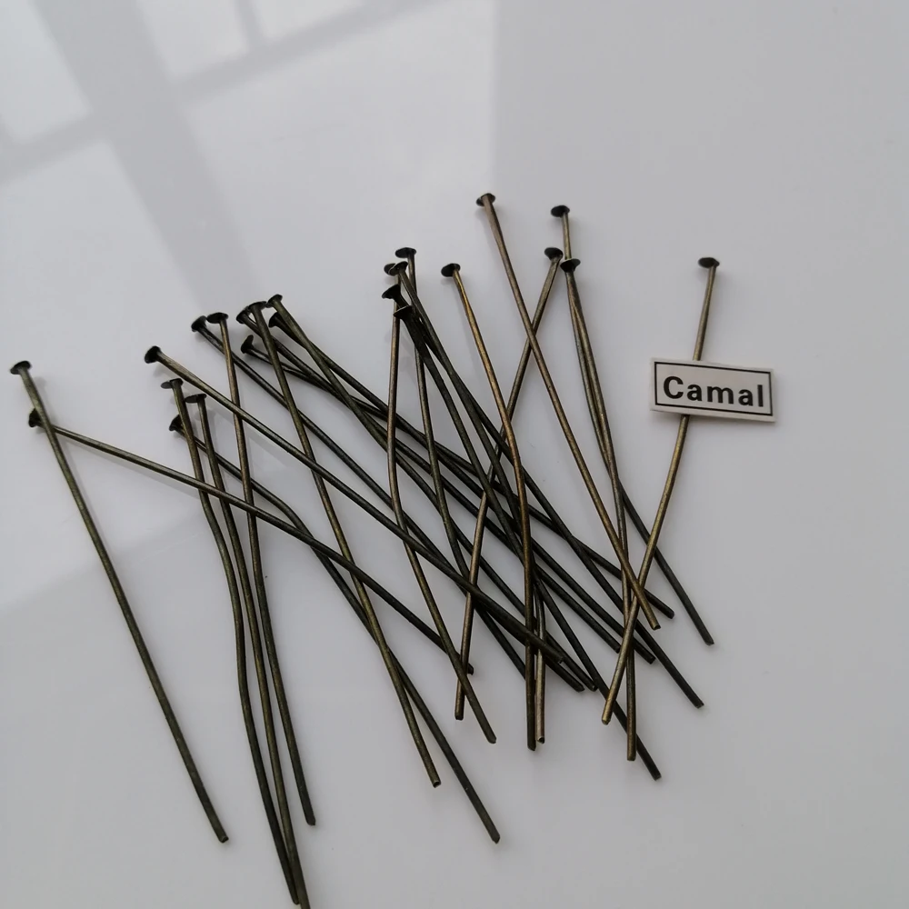 Camal 100PCS Antique Bronze 50mm/1.96inch Flat Head Straight Pins Connector For Crystal Prism Lamp Chandelier Pendant Hanging