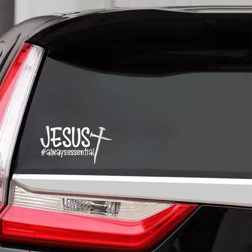 

Jesus is Always Essential Sticker Cross Decals Car Truck Window Door Self-Adhesive Reflective Vinyl Film Graphics Accessories