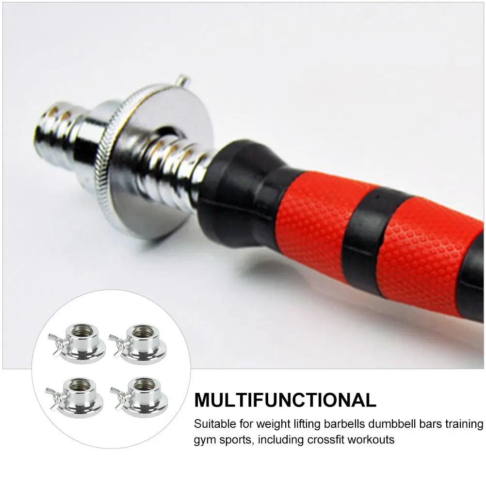

4 pcs Double Barbell Collars Iron Spin- Nut Dumbbell Thickened Rust Resistant Silver Hex Security Nut For