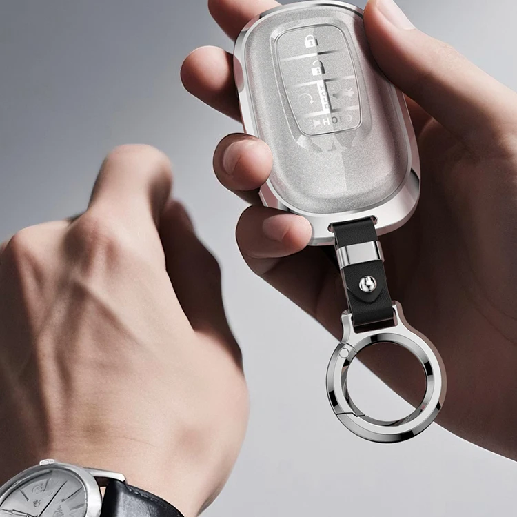 For Honda Civic Key Case, Aluminum Alloy Cover for Accord/CR-V/HR-V/XR-V/Breeze, Full Protection Metal Shell with Key Ring