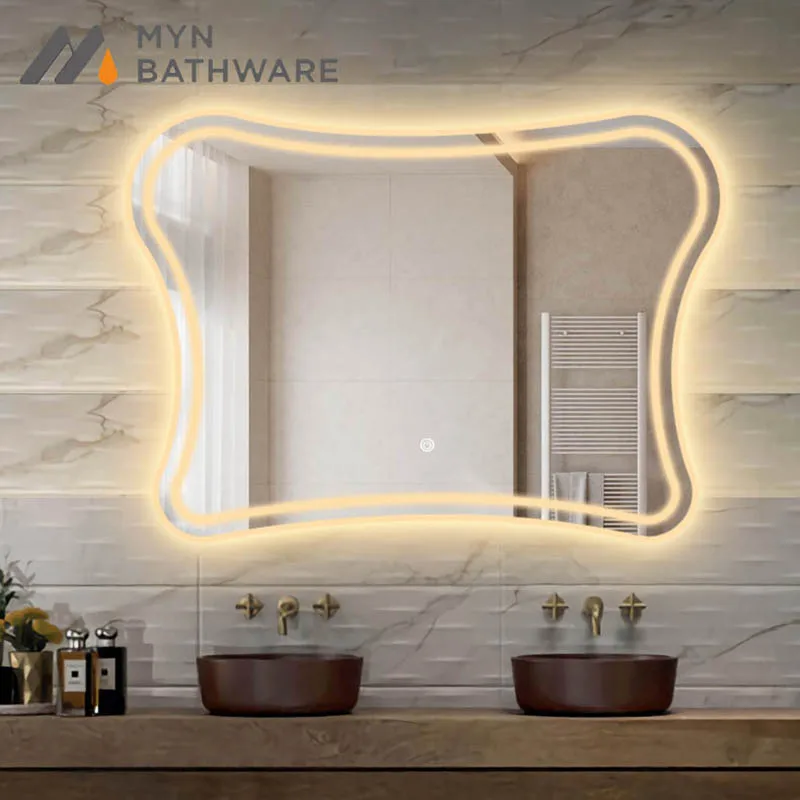 Good Quality Irregular Shape Smart Touch Switch Mirror For Bathroom