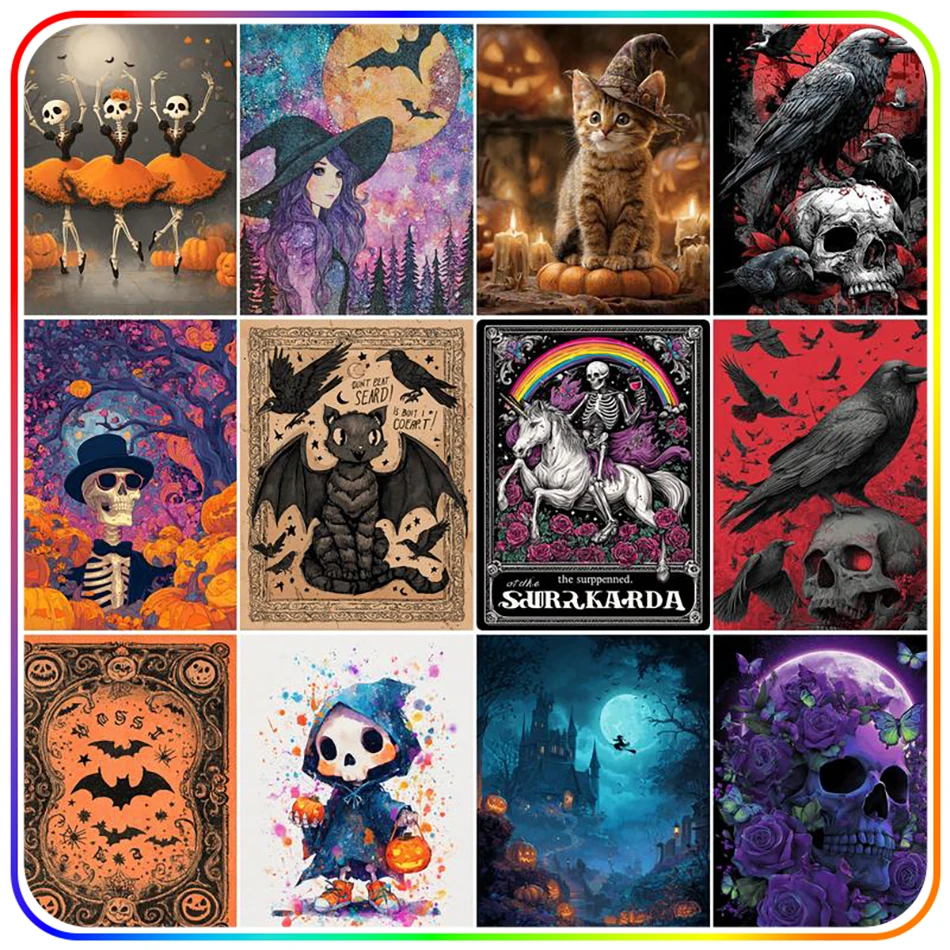 

SDOYUNO Diamond Painting Cross Stitch Halloween poster decoration painting Diamond Mosaic Paint With Diamonds Crystal Home Decor