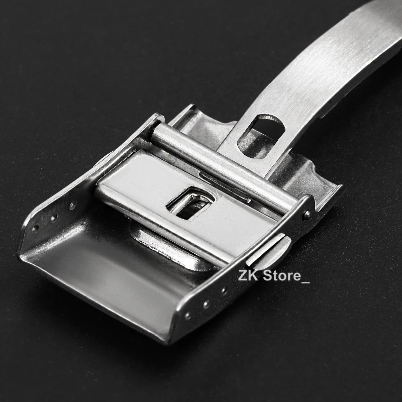 Watchdives Watch Clasp 18mm 20mm 22mm 24mm Silver Folding Safety Milled Clasp Replacement Stainless Steel Deployant Watch Buckle