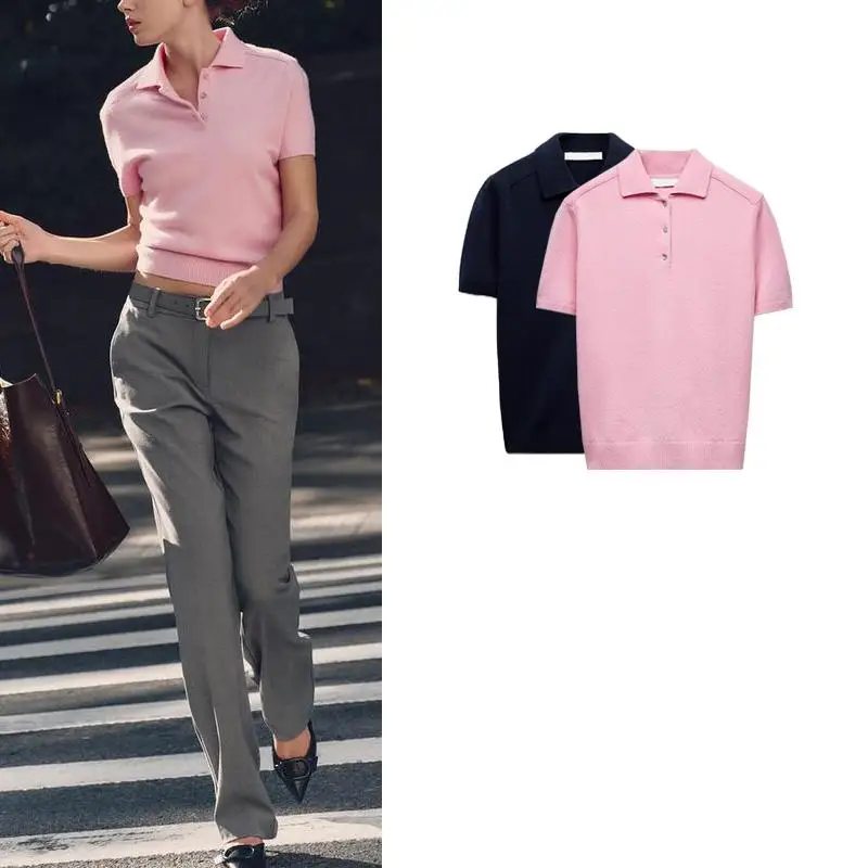 Autumn Winter New Women's Basic Sle Versatile Commute  irt ort Sve Knitted Top Slim Fit Polyester Fiber  Color