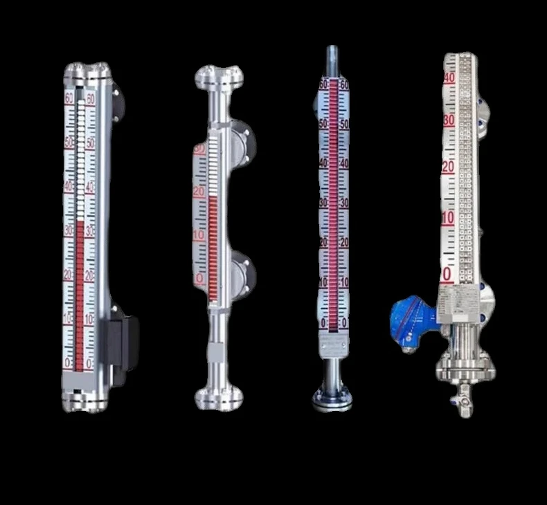 

Magnetic flap level gauge, water level, magnetic float with remote oil level transmission, boiler side mounted, top mounted