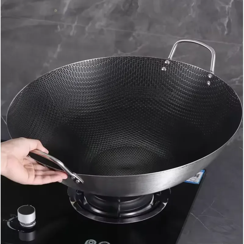 Stainless Steel Multi Layer Bottom Non Stick Wok For Induction Cooker Home Restaurant Use