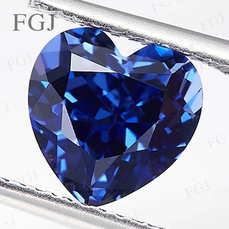 Heart Cut Lab Grown Sapphire Blue Color Wholesale 4x4mm-9x9mm Sizes Loose Stones Top Quality Jewelry Making Gift DIY With AGL