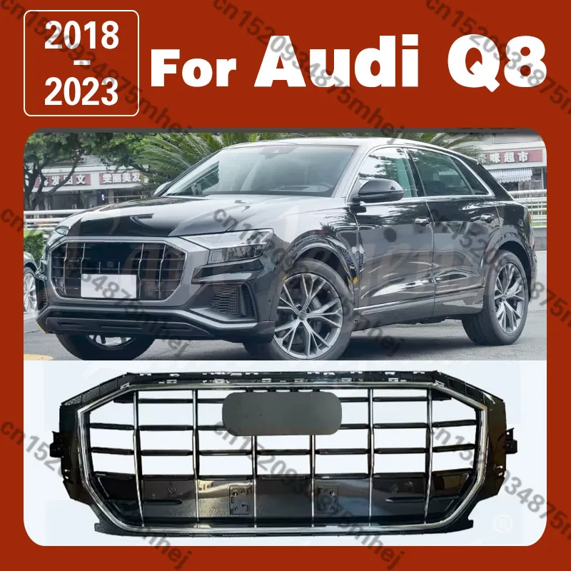 Hochwertiger Kühlergrill für die vordere Stoßstange, Rennsport-Grill für Audi Q8 2018-2023, ABS-Kühlergrill-Zierleiste, Styling-Zubehör