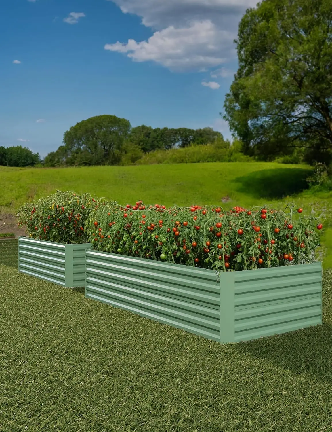 

2 Pcs 8x4x2ft Galvanized Raised Garden Bed, Deep Root Planter Box for Vegetables, Flowers, Herbs- Large Metal Raised Garden Bed