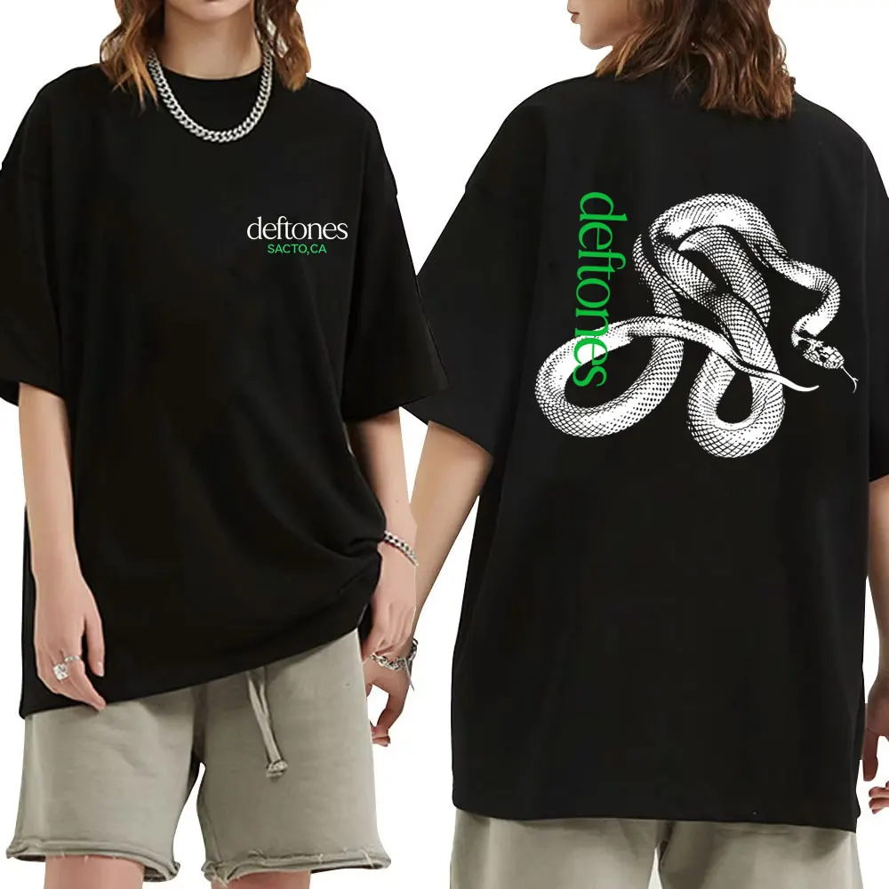 

Limited Rock Band Deftones Private Music Snake Graphic Print T Shirt Men Women Fashion Casual Street Oversized Crewneck T-shirt