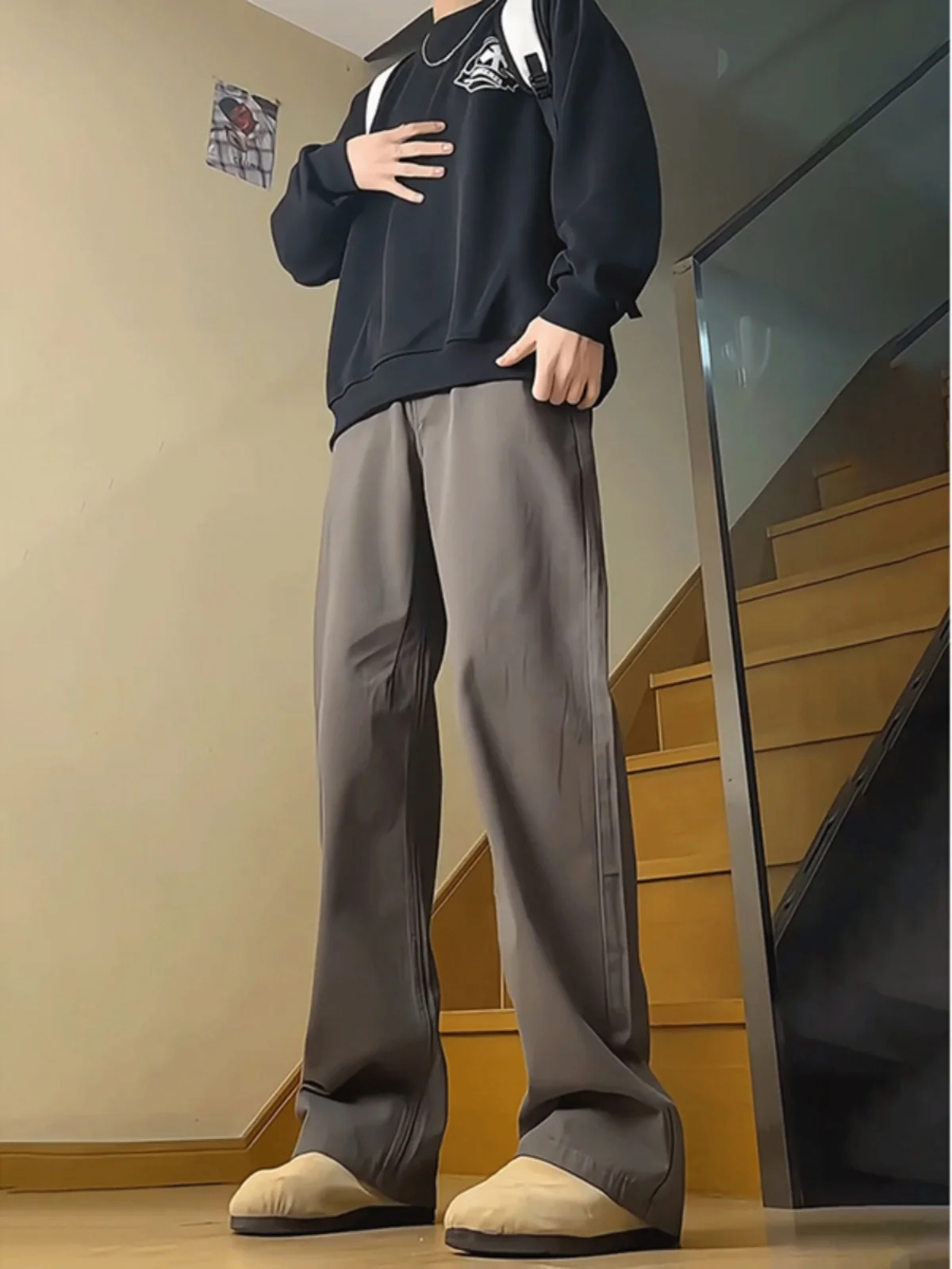 Cafe Brown Straight Leg Men's Jeans Spring Autumn CleanFit Casual Pants Micro Flared Legs Knife  Casual Trousers