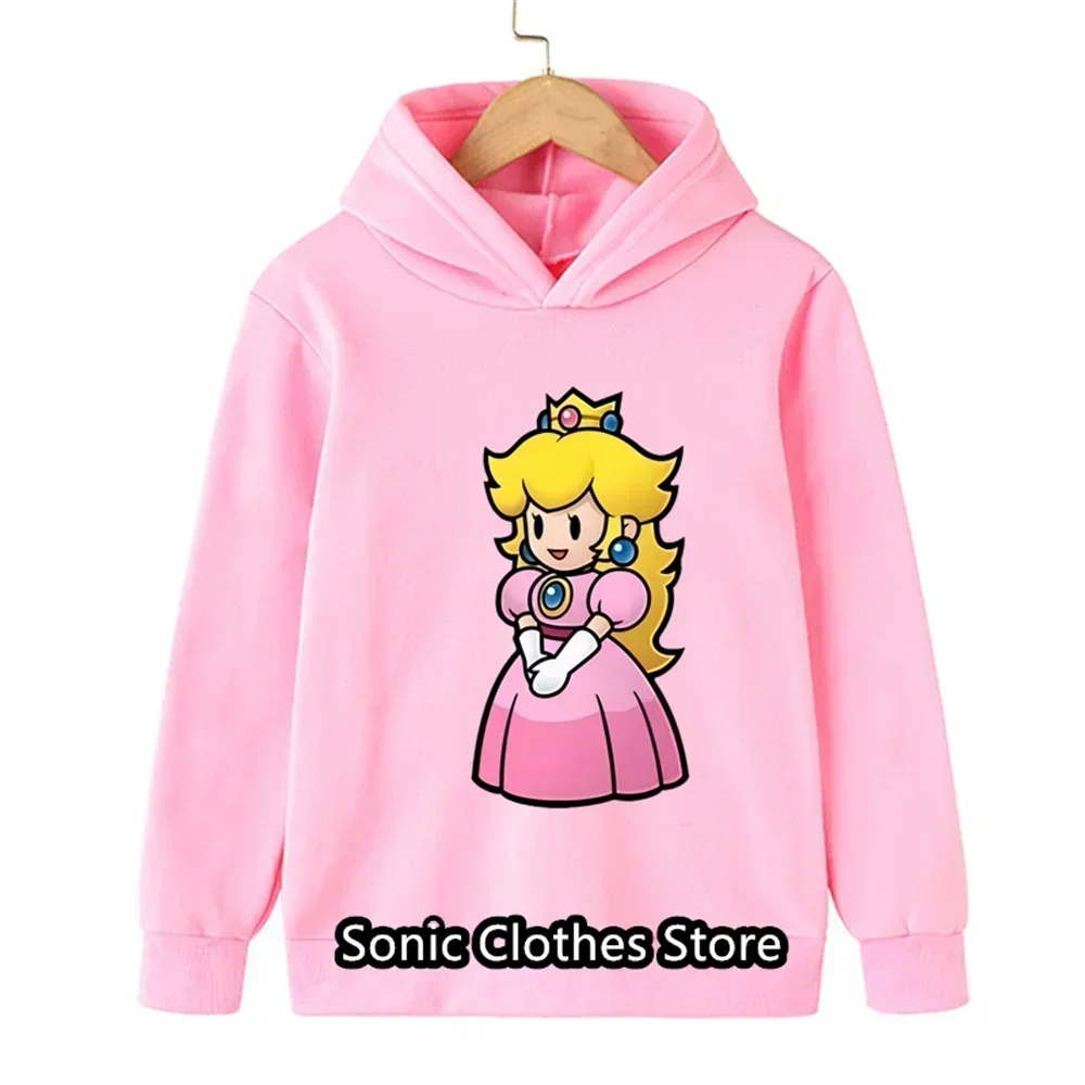 أزياء الأطفال لعبة ماريوس البلوز للبنين والبنات الكرتون البلوز الأطفال الدافئة هوديي الأميرة الخوخ قمم