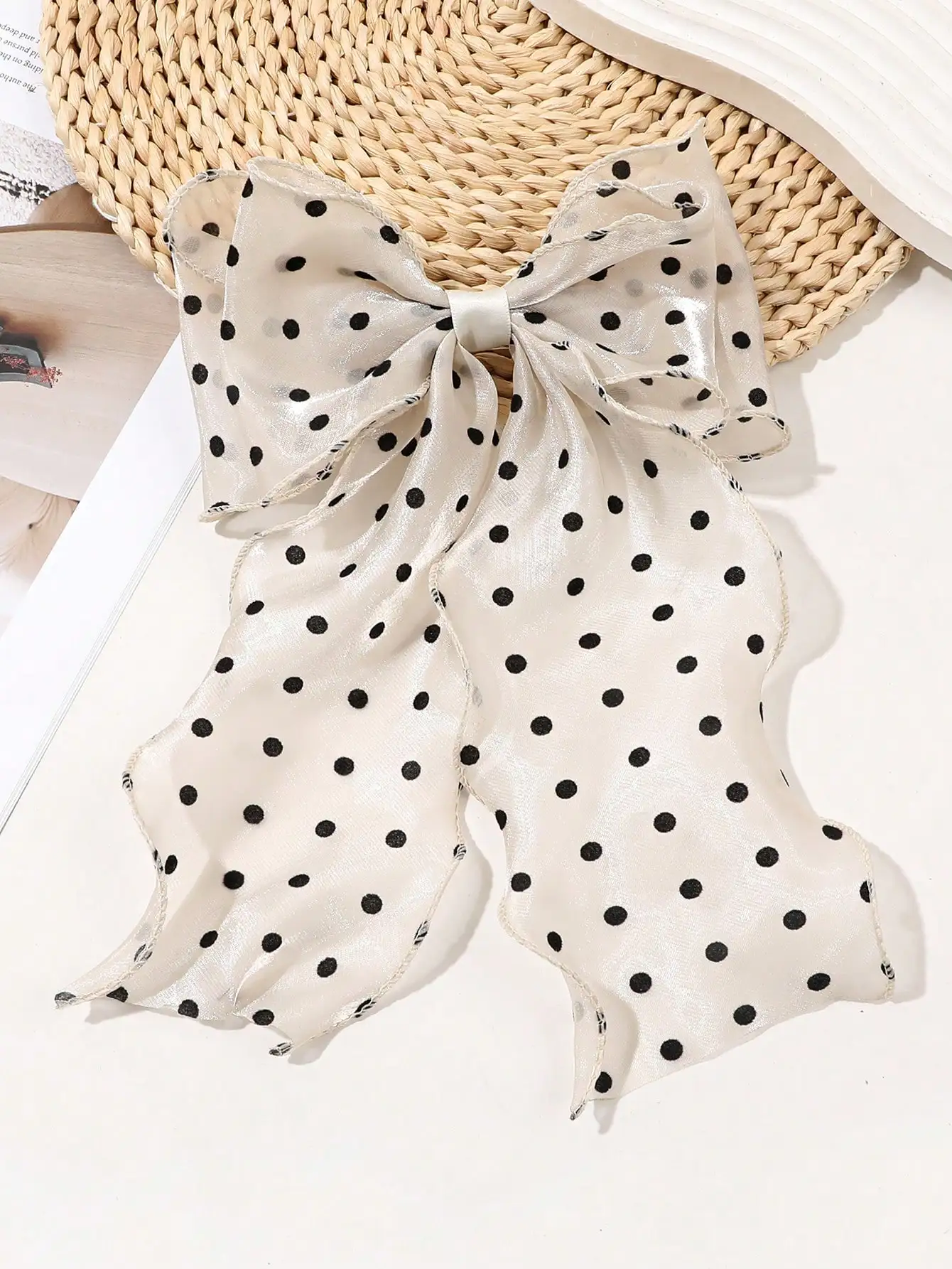 1Pcs Schwarz Polka Dot Organza Bogen Haar Clip frauen Flauschigen Band Hairgrip Französisch Kopfschmuck Süße Nette Haar Zubehör haarnadeln – Detail 11