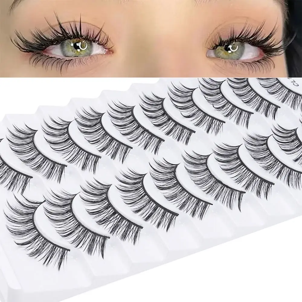 10 Pairs 3D Faux Mink False Eyelashes Natrual Long Eyelashes Full Strip Handmade Cruelty-free Eye Lash Extension