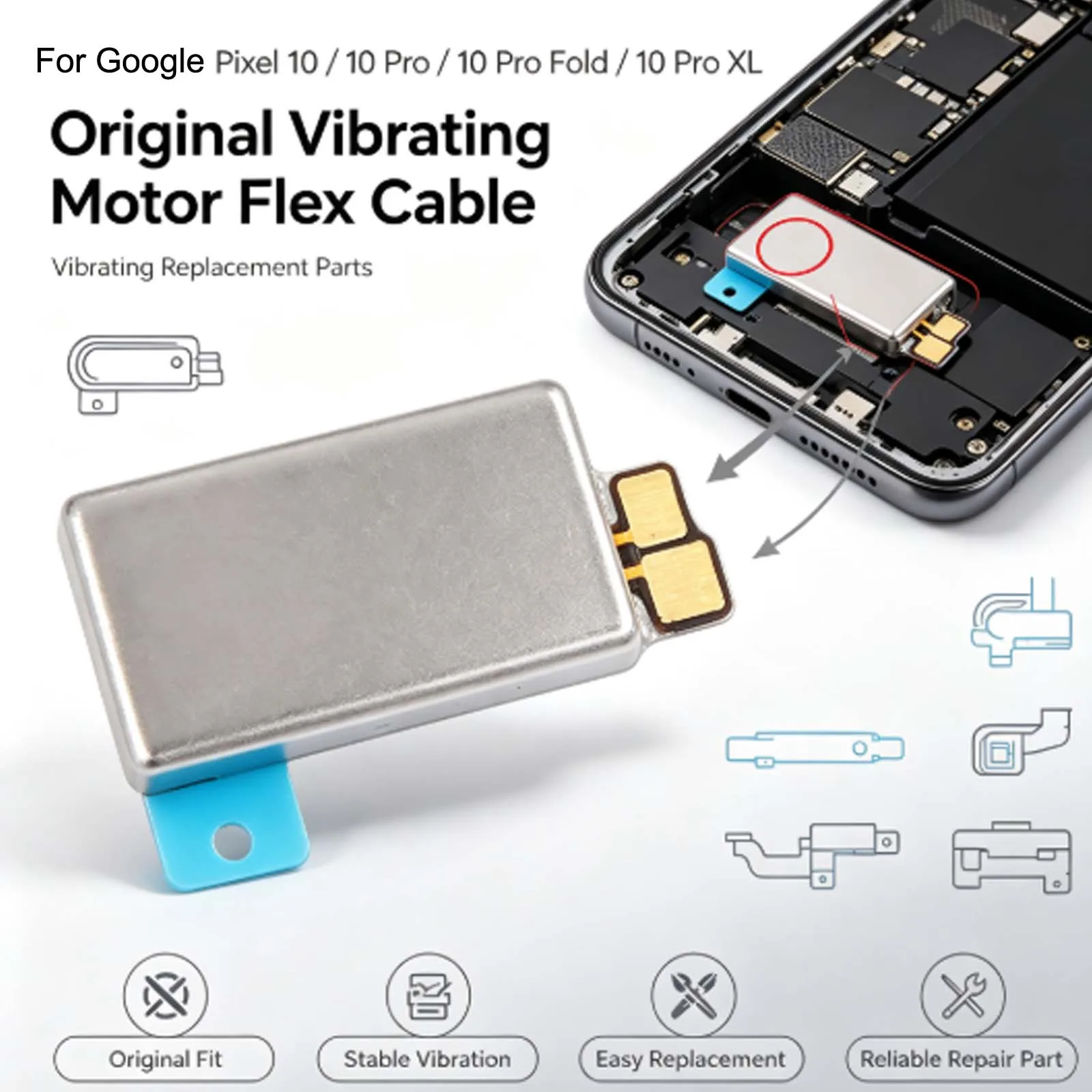 For Google Pixel 10 / 10 Pro / 10 Pro Fold / 10 Pro XL Original Vibrating Motor Flex Cable Vibrating Replacement Parts