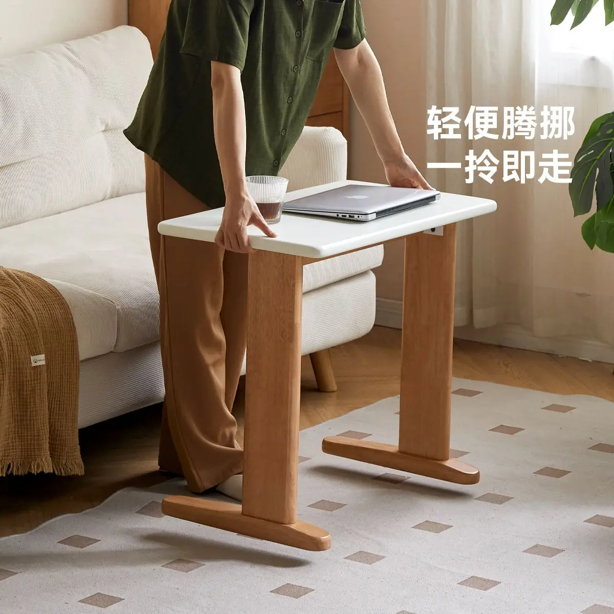 Pure solid wood small apartment high side few living room home sofa side table bedroom bedside table small desk