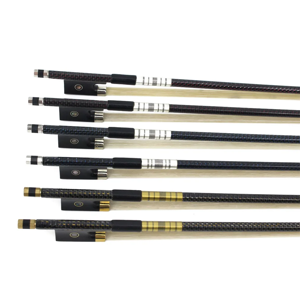 Red Blue Yellow Multi-color Silk-wrapped Carbon Fiber Material Good Elasticity Violin Bow