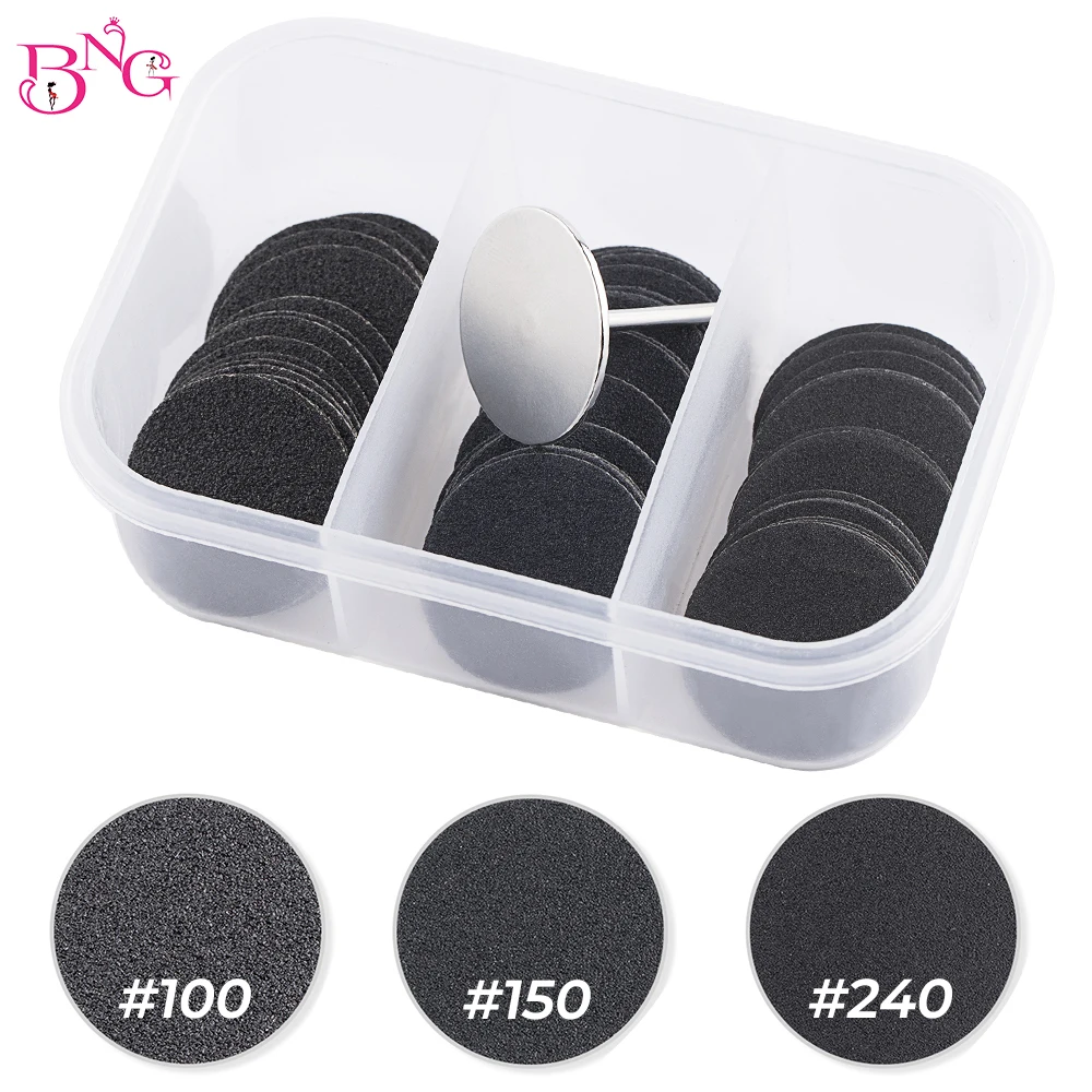 

60pcs Sandpaper Paper with 1pcs Metal Disc Replaceable Pedicure Sanding Disc Bit For Dead Skin Callus Removal Electric Foot File