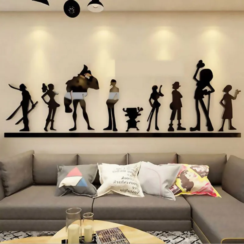 DIY Acrylic Crystal Cartoon Wall Stickers Monkey D Luffy Personalized Creative Decor Bedroom Dormitory Living Room Anime Posters