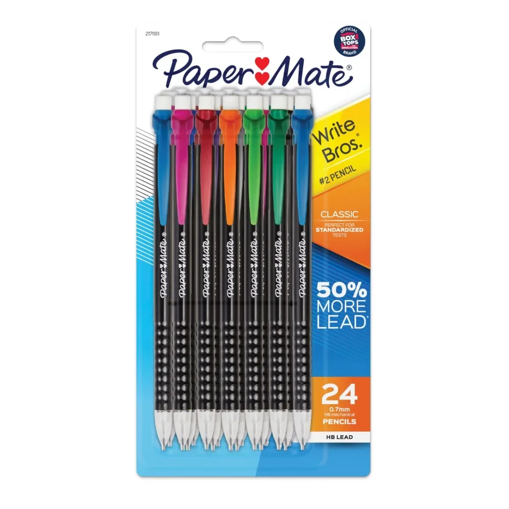 0.7mm Mechanical Pencils 24 Pack Assorted Colors Classic #2 Pencil for Writing School Office Supplies Bulk