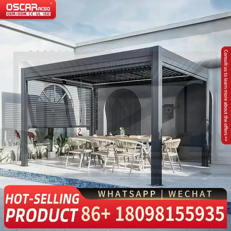 

Регулируемая ручная жалюзи, уличная алюминиевая жалюзи, непромокаемая, белая, черная, подходит для сада, патио, заднего двора, беседки