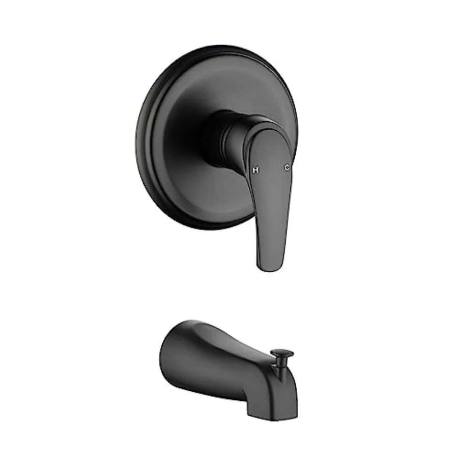 

Shower Valve Trim Kit with Tub Spout for Bathroom, Matte Black Finish, Durable Brass Construction, Easy Installation and Modern