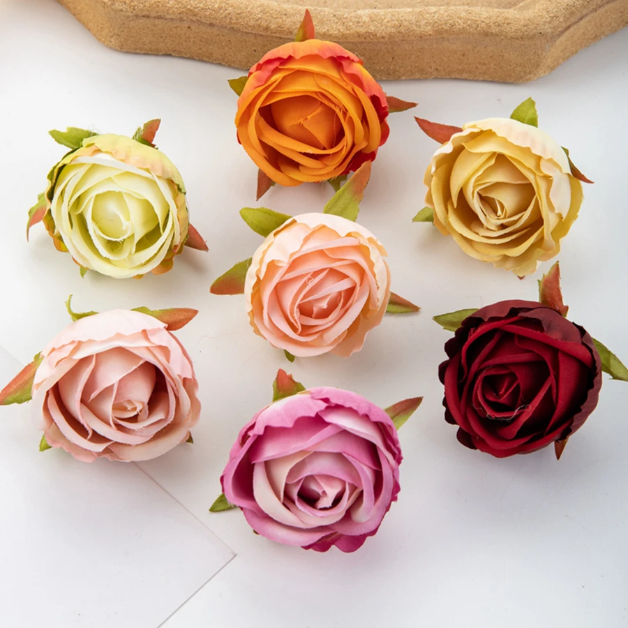 5/10Pcs Silk Artificial Flower Rose Christmas wreath Festival Party Decor Home Outdoor Garden Wedding Diy gift candy Box hairpin