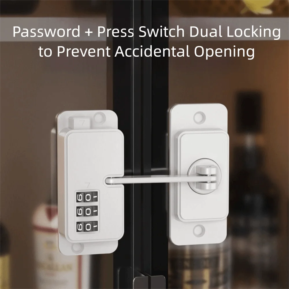 قفل أمان للأطفال بكلمة مرور، قفل رقمي مشفر بكلمة مرور، قفل فريزر للثلاجة، قفل خزانة منزلق متعدد الوظائف