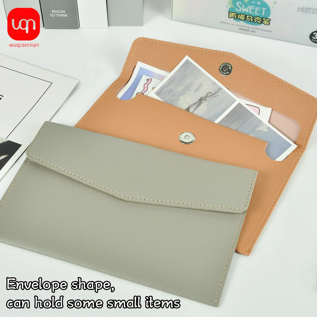 

WQN-1PC High-Quality PU Leather File Bag Large Capacity A6-09 School and Office Document Bag