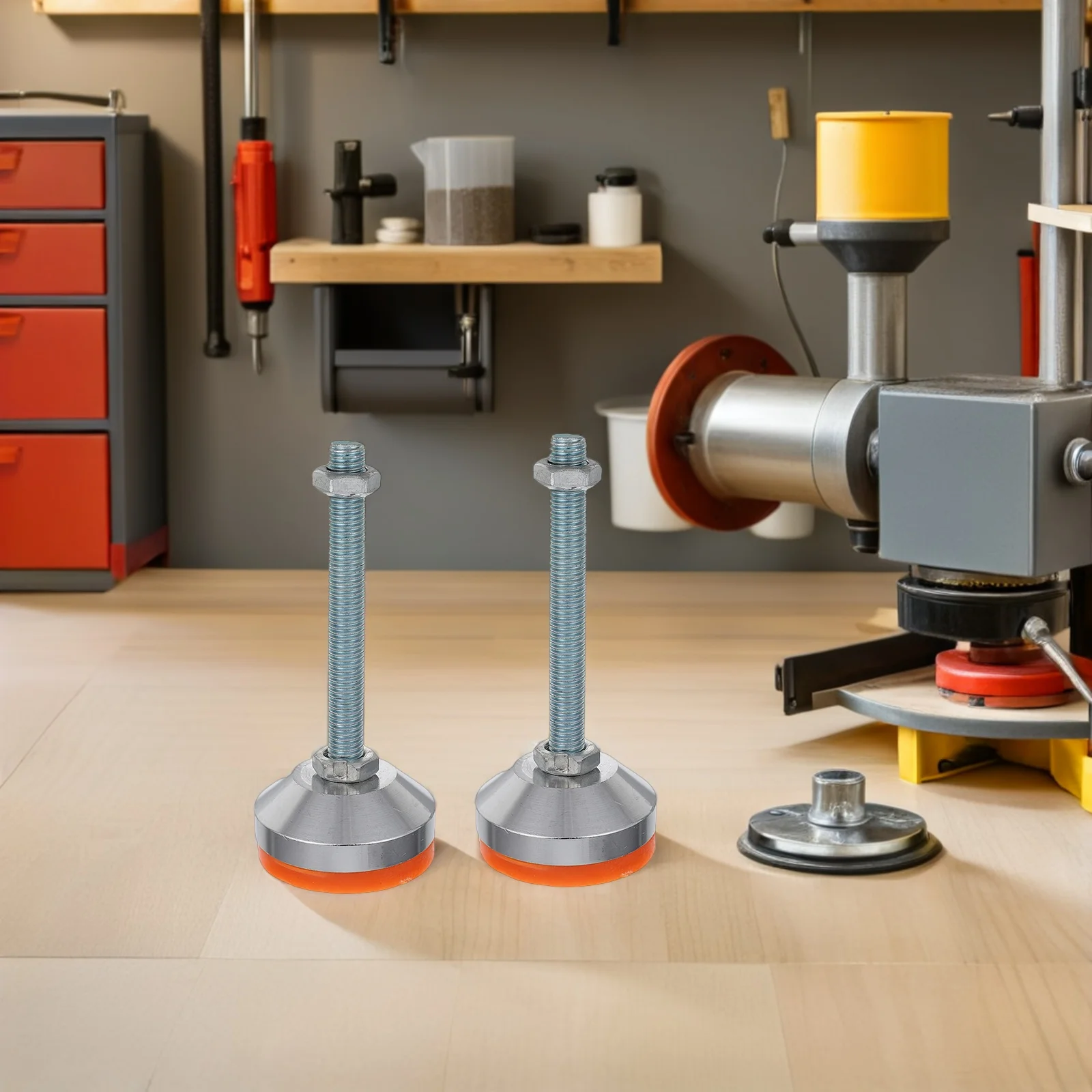 

2 Pcs Heavy Duty Machine Tool Cup Adjustable Workbench Base Leveling Feet Cabinet Swivel Leveler Rubber niture