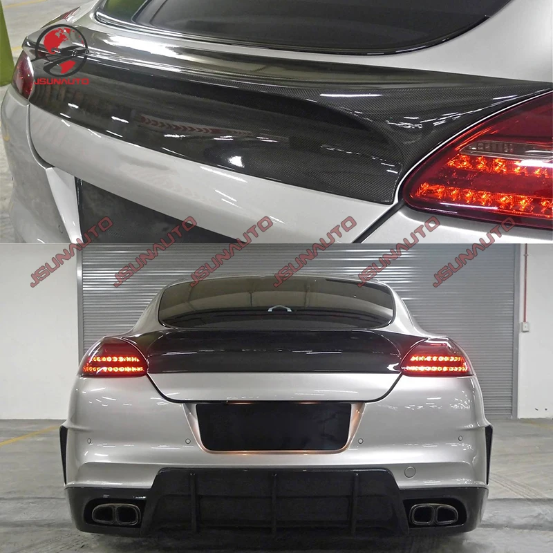 Car Spoiler VOR Style Carbon Fiber Rear Trunk Wing Spoiler For 2009-2013 Panamera 4S GTS 970.1 Rear Spoiler Diffuser