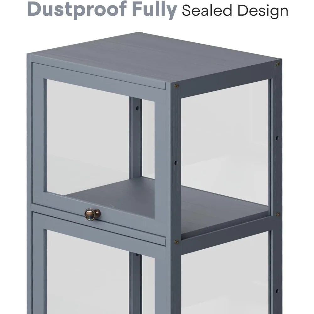 خزانة عرض شفافة مكونة من 5 أرفف مع أبواب قابلة للطي من الأكريليك للمقتنيات والألعاب وتخزين الكتب #6