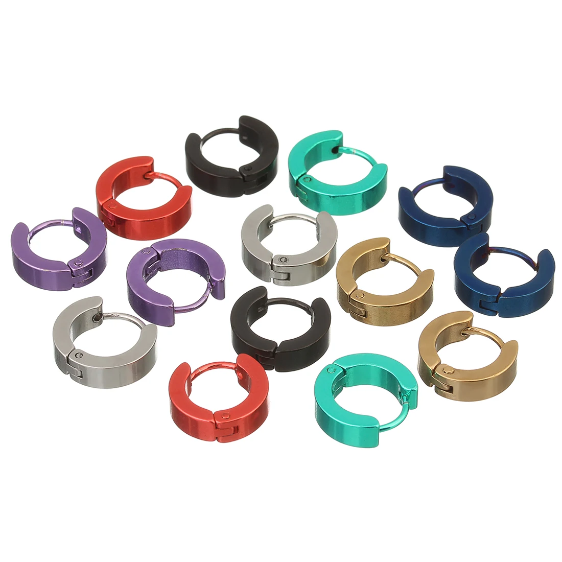 LOULEUR 1 Pair 14mm  Stainless Steel Stud Earrings Colorful Round  Earing  For Women  Men Ear Jewelry  Stud Piercing Jewelry