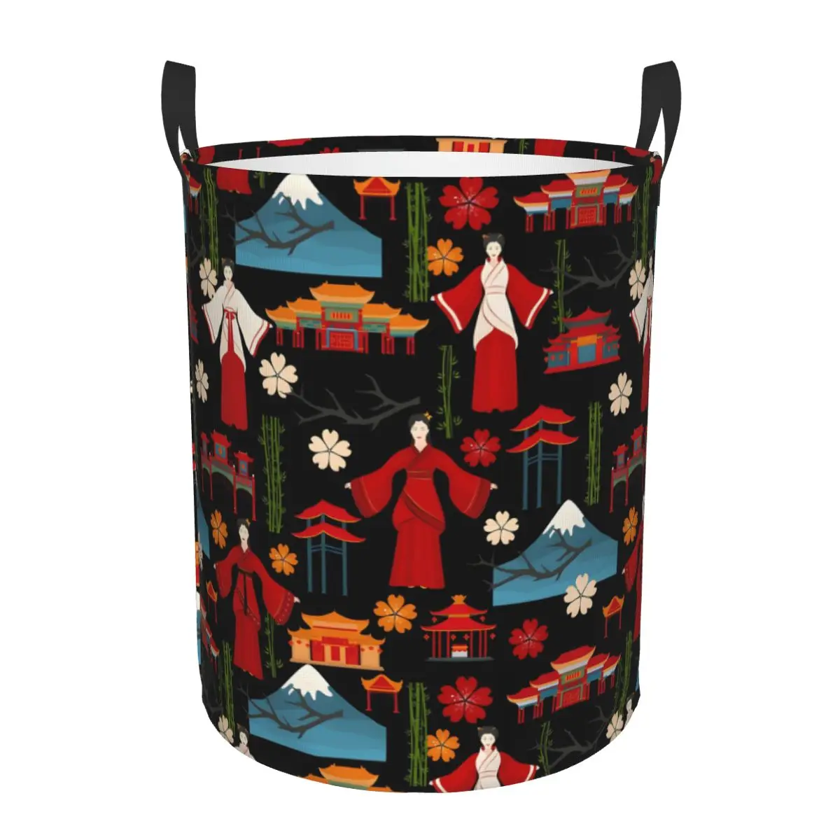 Hanfu Fuji Mountain Oriental Floral Laundry Hamper Large Clothes Storage Basket Toys Bin Organizer for Kids