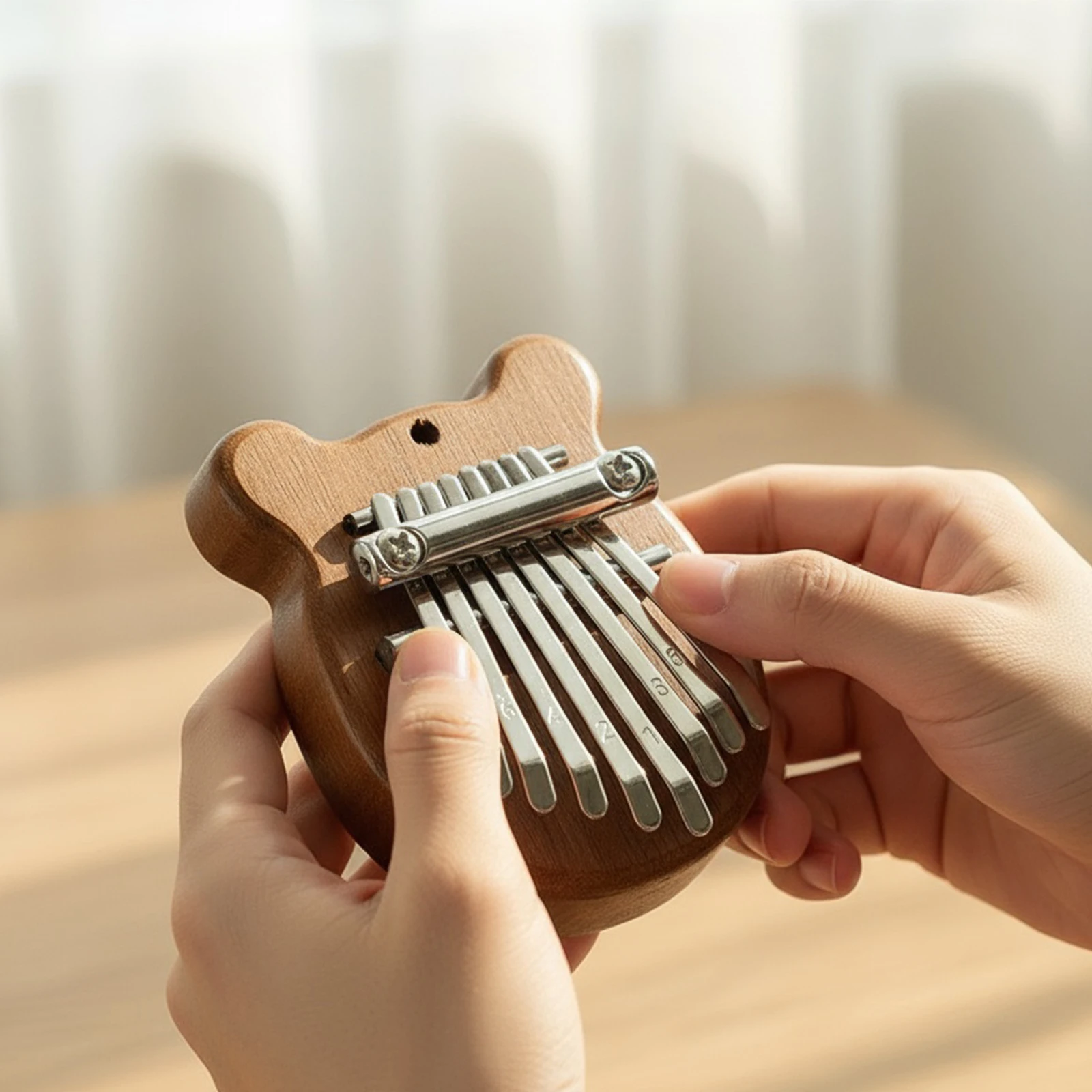 Mini Kalimba de 8 Teclas, Piano de Pulgar, Instrumento Musical con Cordón, Piano de Dedos Pequeño, Exquisito Colgante, Regalo para Niños