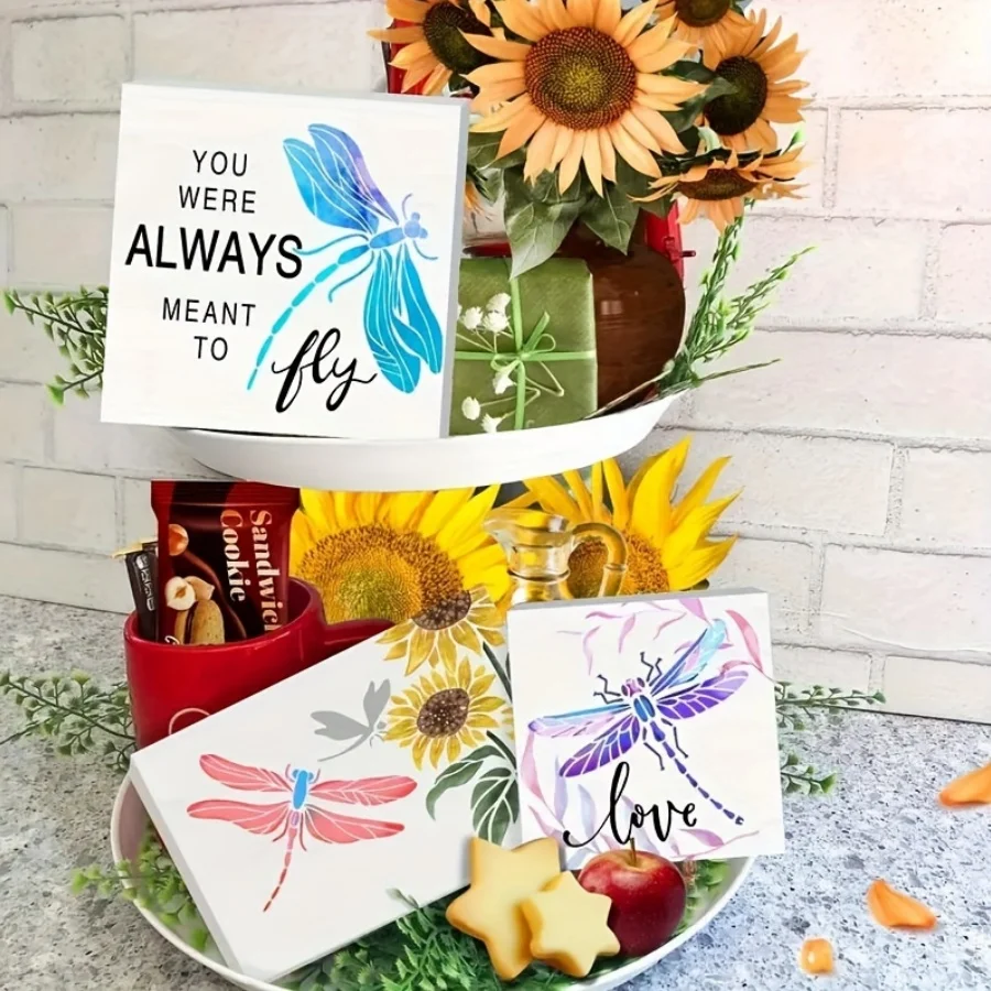 1 قطعة استنسل رسم اليعسوب |   قالب البخاخة DIY القابل لإعادة الاستخدام |   تصاميم اليعسوب المتنوعة |   أداة فنية إبداعية